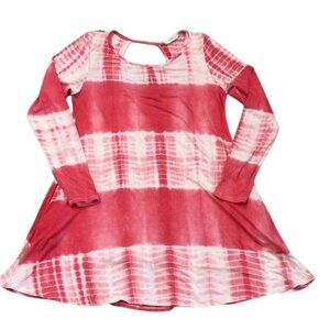 Entro Dark Pink and White Tie-Dye Dress with Cutout - Size M